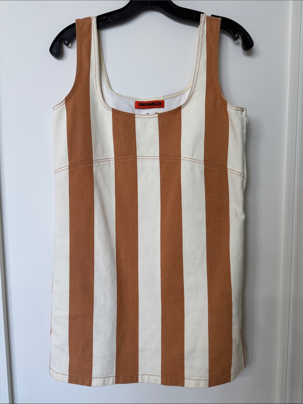 Simon Miller Cream & Brown Striped Tank Mini Dress